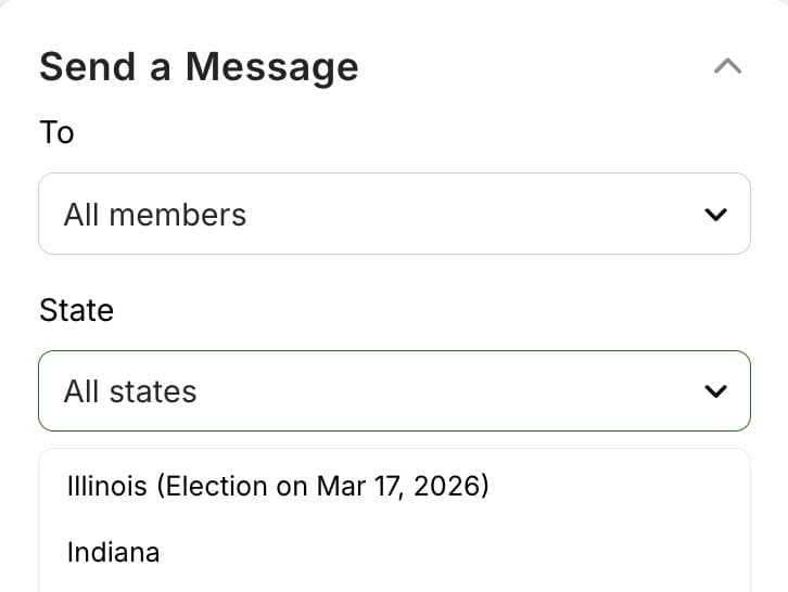 Message members by location
